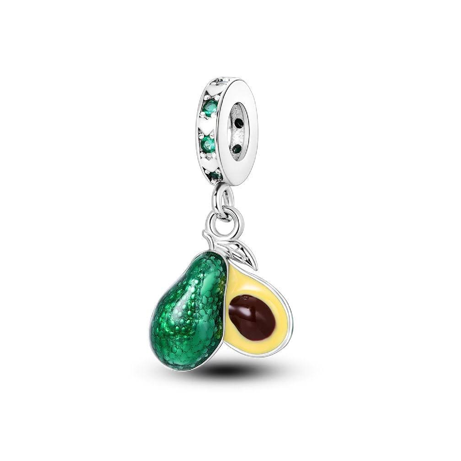 CHARM PALTA AGUACATE CIRCONES VERDES PLATA 925 SILVER HEART - 1