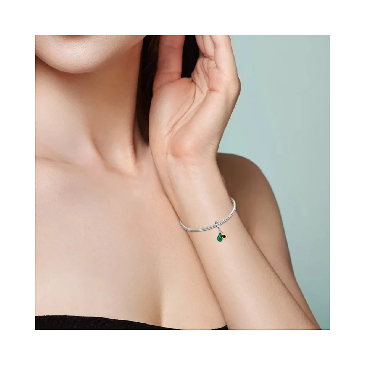 CHARM PALTA AGUACATE CIRCONES VERDES PLATA 925 SILVER HEART - 4