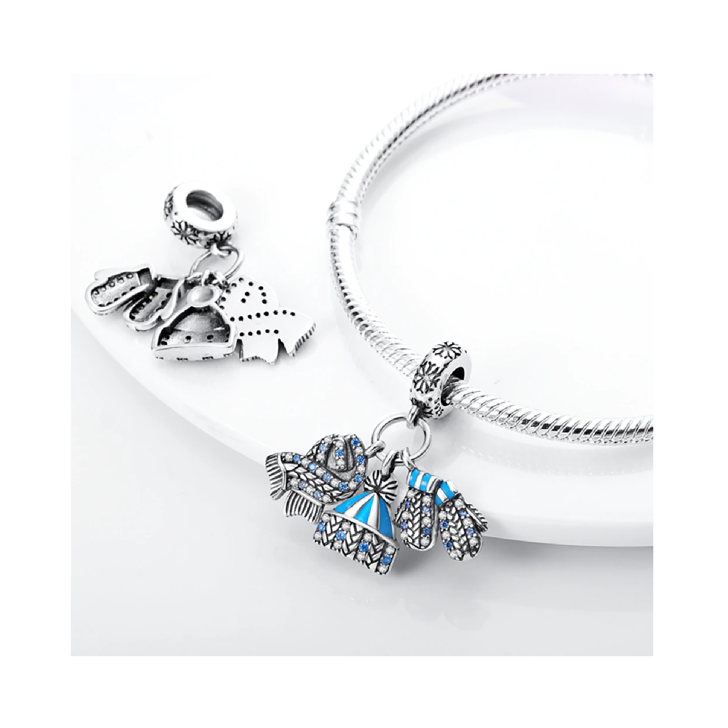 CHARM TRIPLE INVIERNO FRÍO Y CIRCONES PLATA 925 SILVER HEART - 2