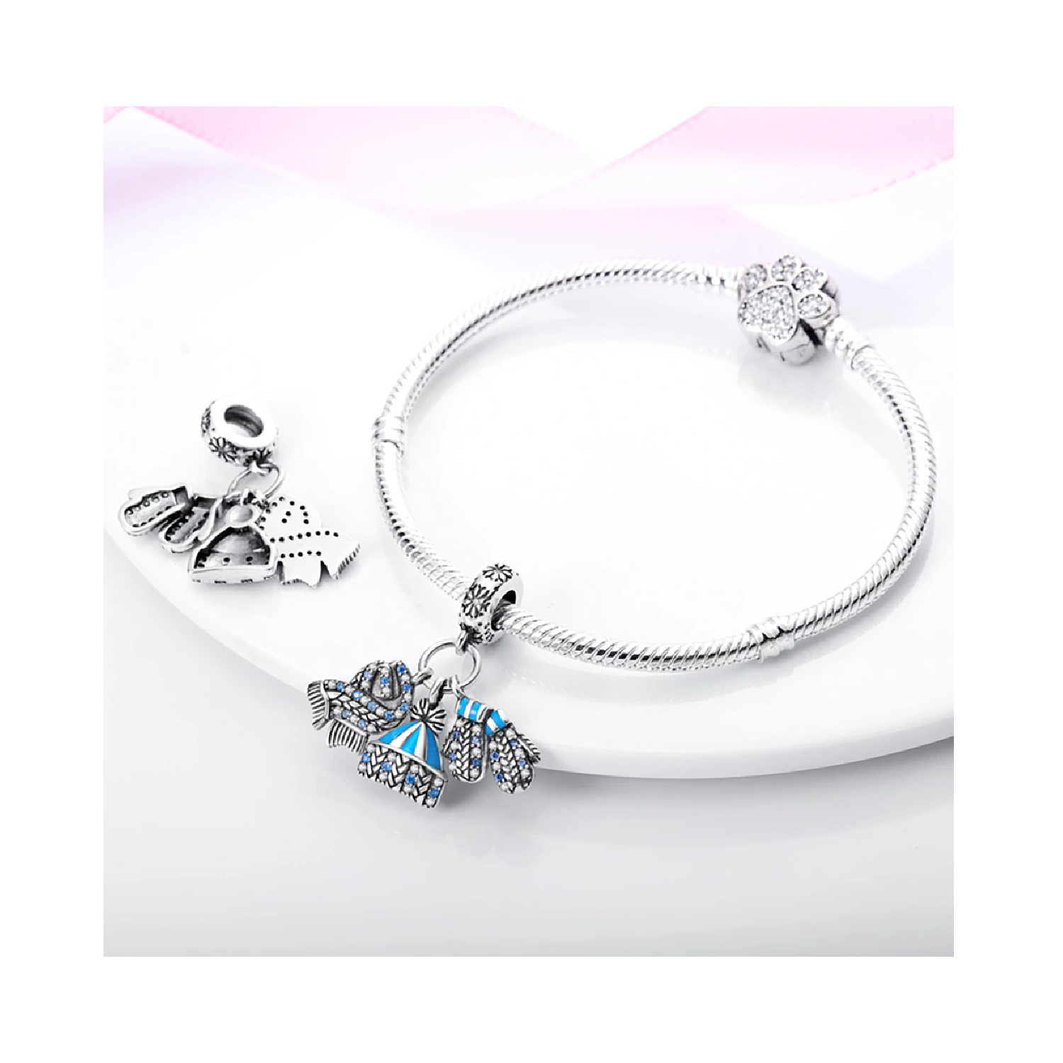 CHARM TRIPLE INVIERNO FRÍO Y CIRCONES PLATA 925 SILVER HEART - 3
