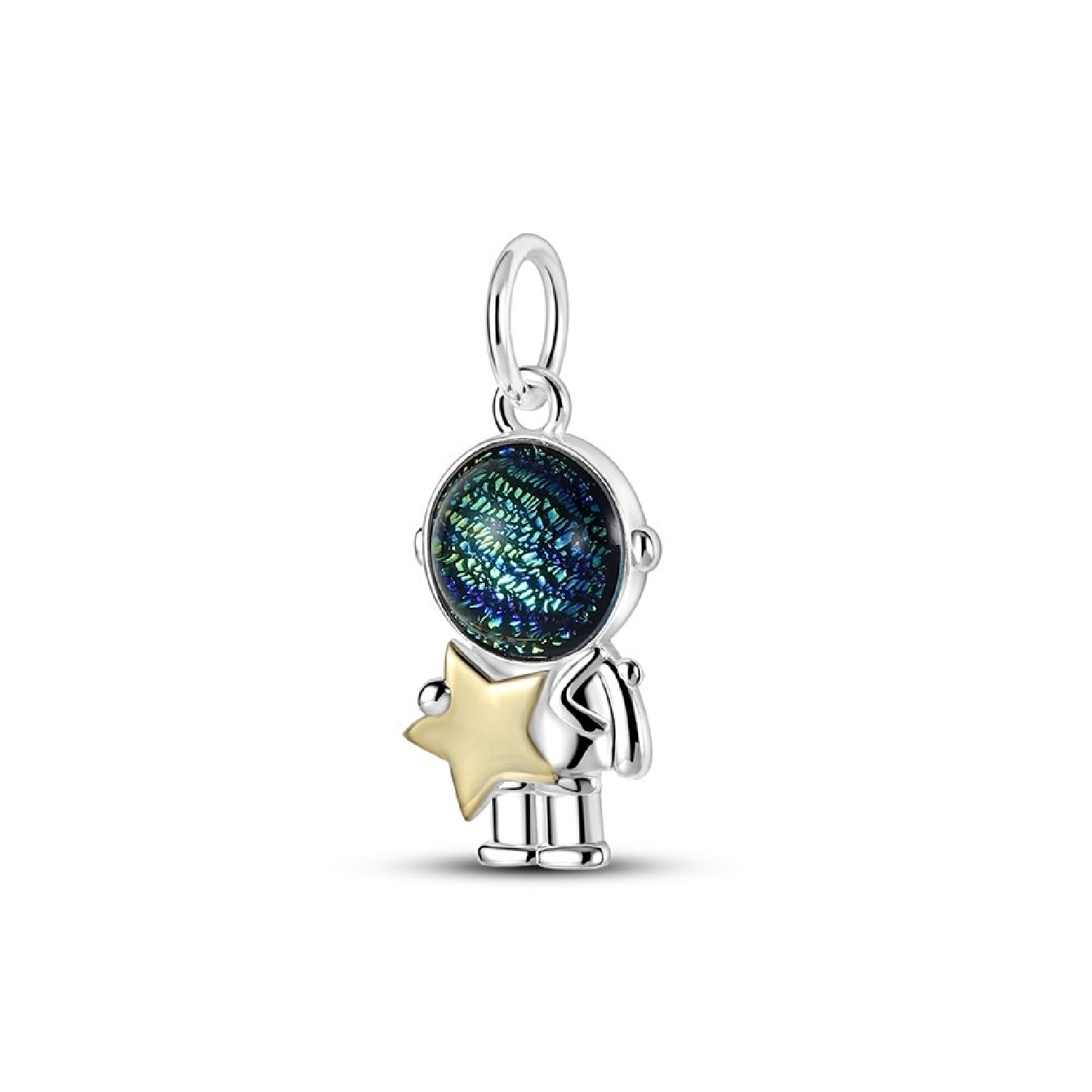 CHARM ASTRONAUTA Y ESTRELLA DORADA EN PLATA 925 SILVER HEART - 1