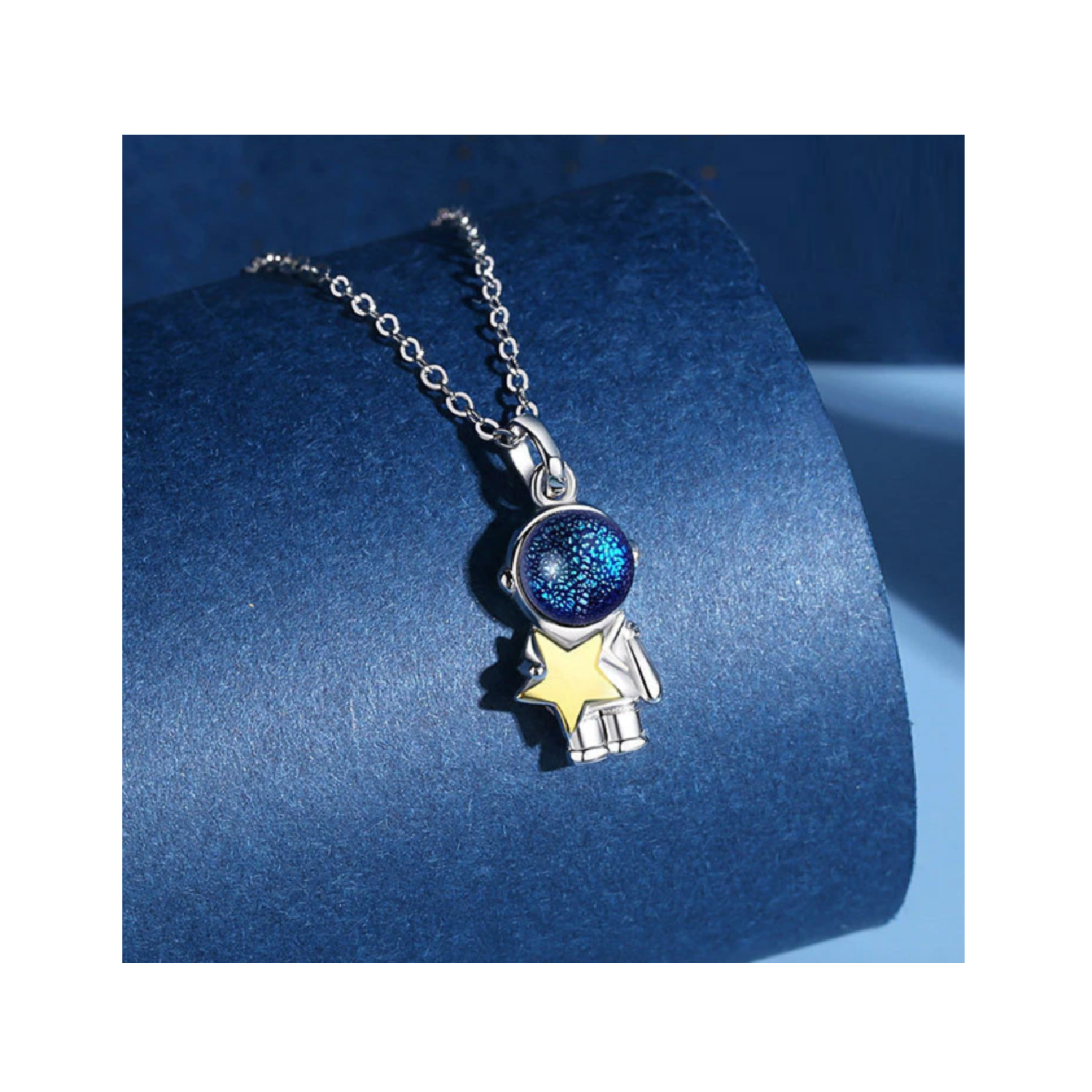 CHARM ASTRONAUTA Y ESTRELLA DORADA EN PLATA 925 SILVER HEART - 3