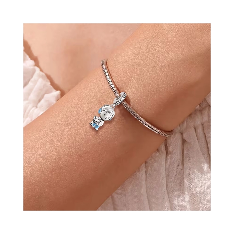 CHARM CORAZÓN AMOR NIÑO Y PERRITO EN PLATA 925 SILVER HEART - 4