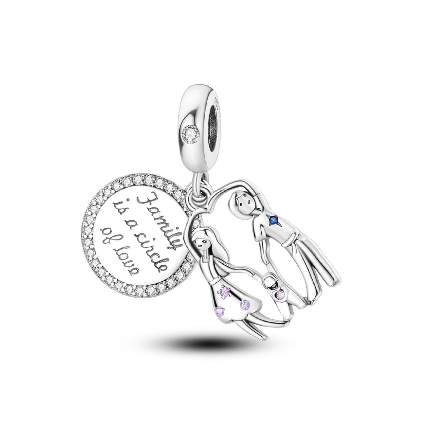CHARM AMOR DE FAMILIA UNIDA CIRCONES PLATA 925 SILVER HEART - 1