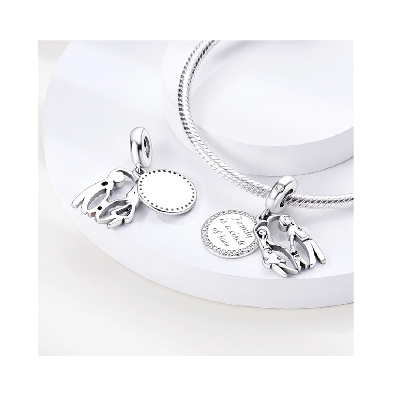 CHARM AMOR DE FAMILIA UNIDA CIRCONES PLATA 925 SILVER HEART - 2