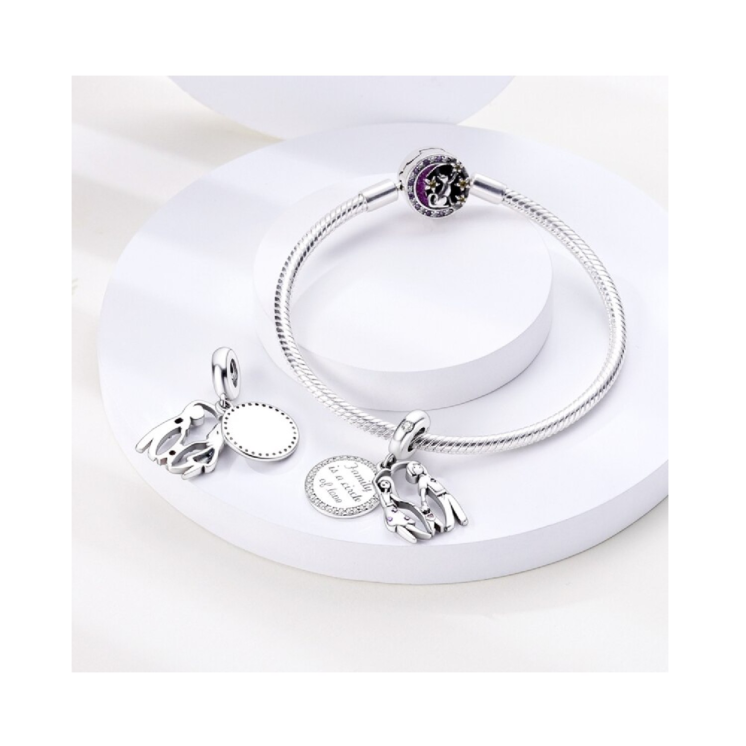 CHARM AMOR DE FAMILIA UNIDA CIRCONES PLATA 925 SILVER HEART - 3