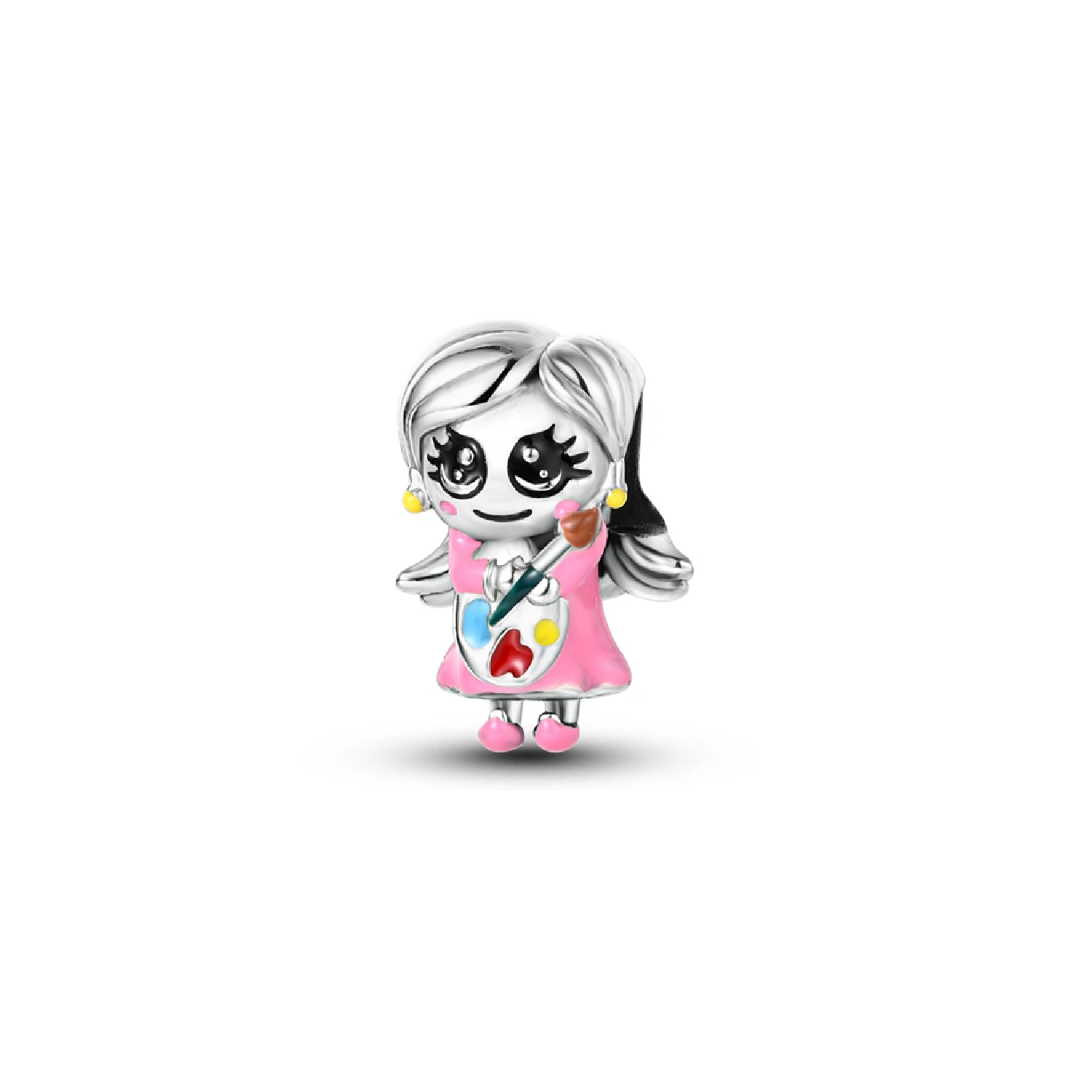 CHARM NIÑA ARTISTA ACUARELA Y PINCEL PLATA 925 SILVER HEART - 1