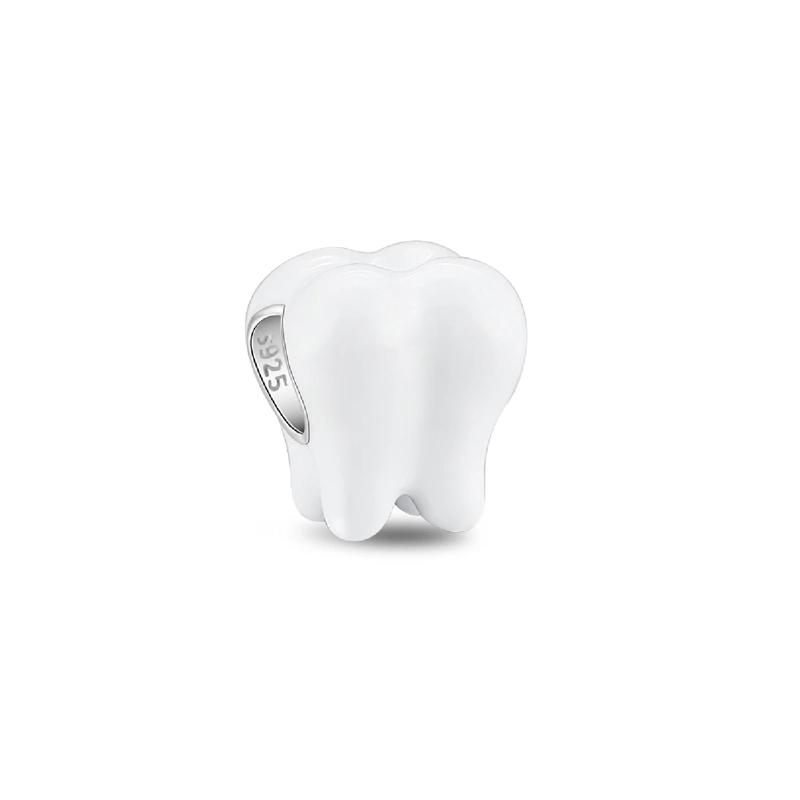 CHARM MUELA EN COLOR BLANCO BRILLANTE EN PLATA 925 SILVER HEART - 1