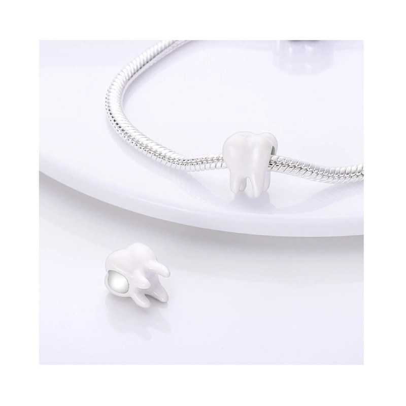 CHARM MUELA EN COLOR BLANCO BRILLANTE EN PLATA 925 SILVER HEART - 3