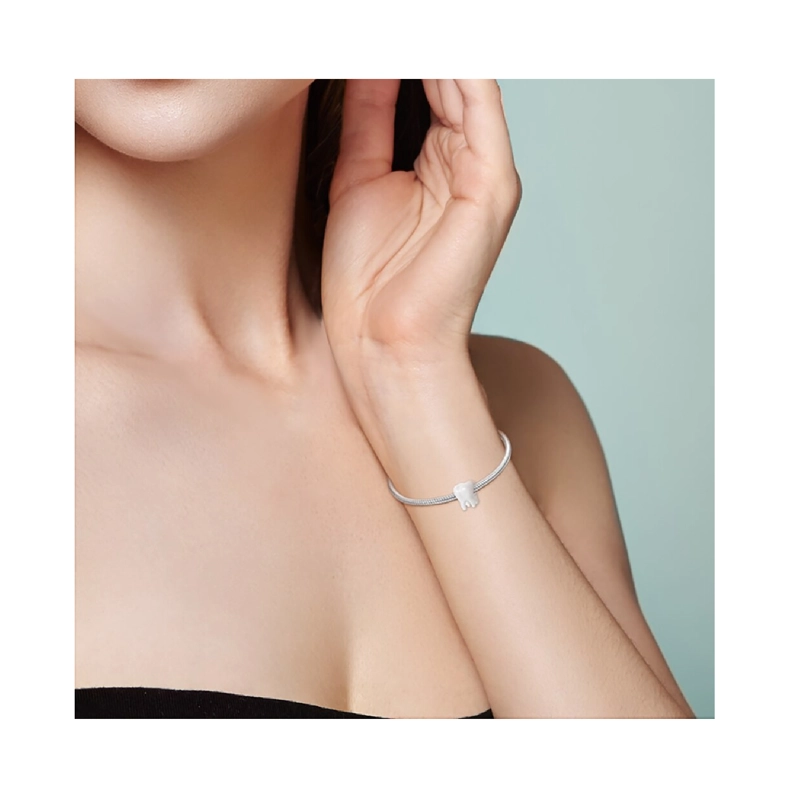CHARM MUELA EN COLOR BLANCO BRILLANTE EN PLATA 925 SILVER HEART - 4