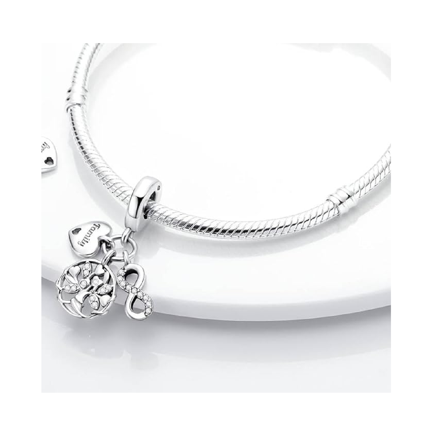 CHARM TRIPLE FAMILIA ETERNA EN PLATA 925 SILVER HEART - 2
