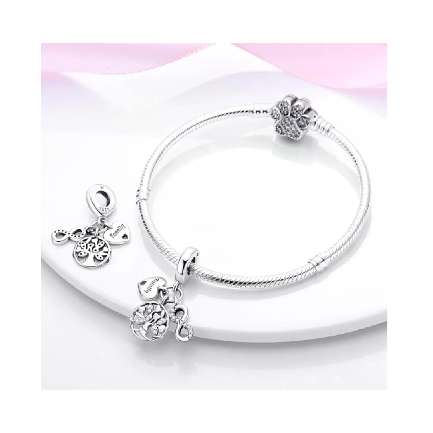 CHARM TRIPLE FAMILIA ETERNA EN PLATA 925 SILVER HEART - 3
