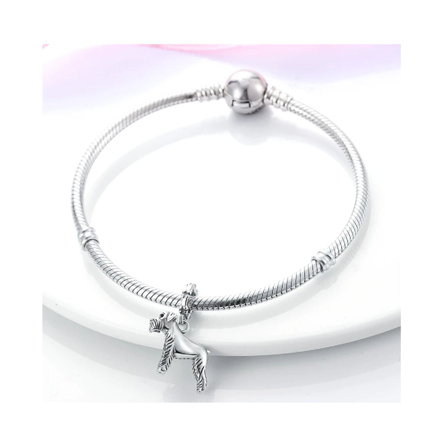 CHARM PERRO SCHNAUZER EN PLATA 925 SILVER HEART - 3
