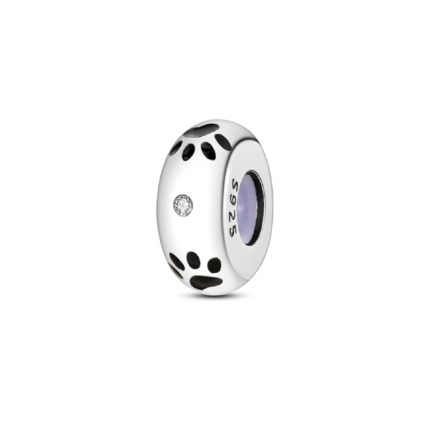CHARM HUELLAS DE MASCOTA Y CIRCONES PLATA 925 SILVER HEART - 1