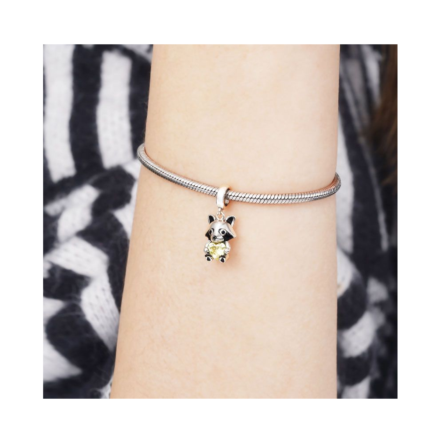 CHARM MAPACHE Y CORAZÓN DE CRISTAL EN PLATA 925 SILVER HEART - 3
