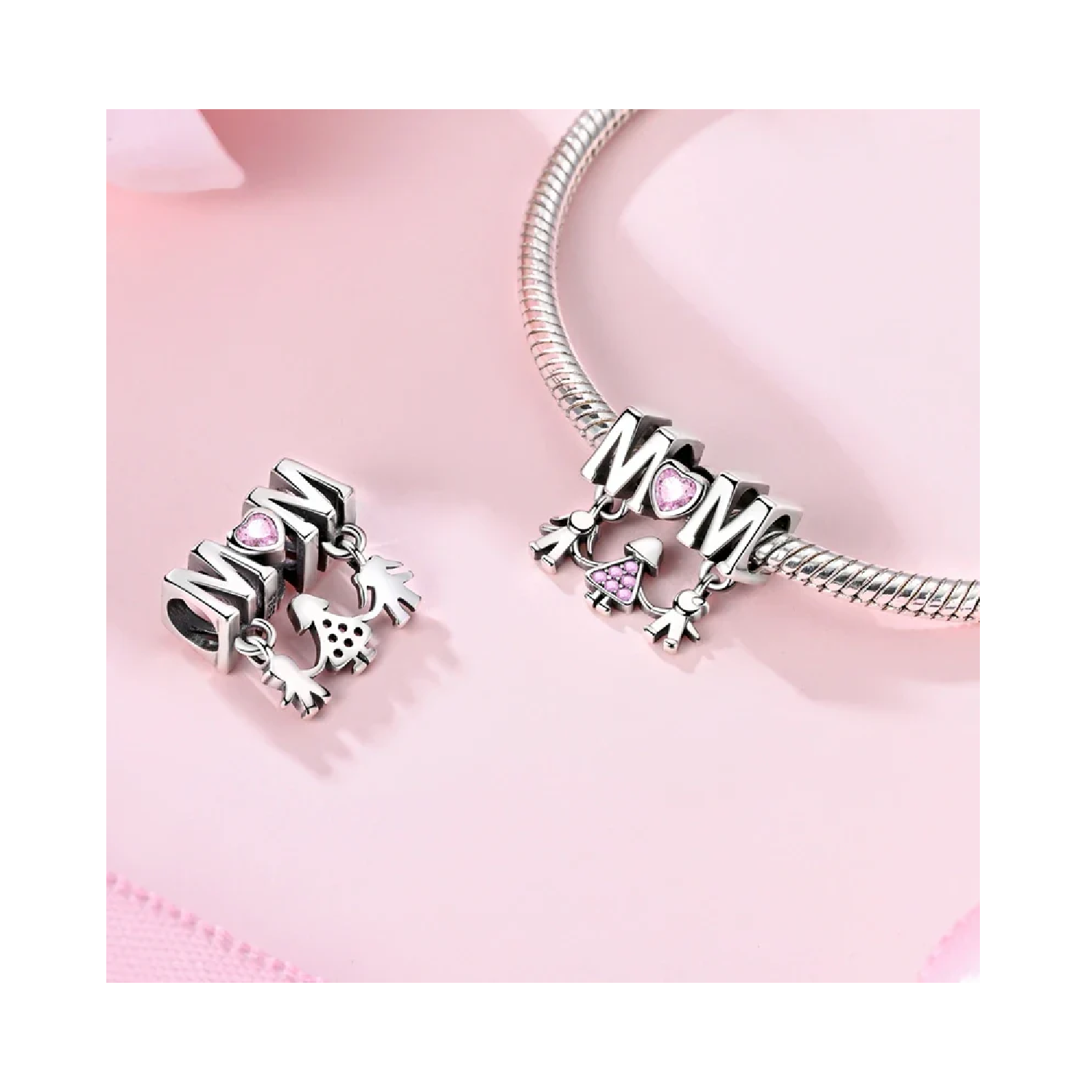 CHARM CORAZÓN AMOR MADRE E HIJOS EN PLATA 925 SILVER HEART - 2