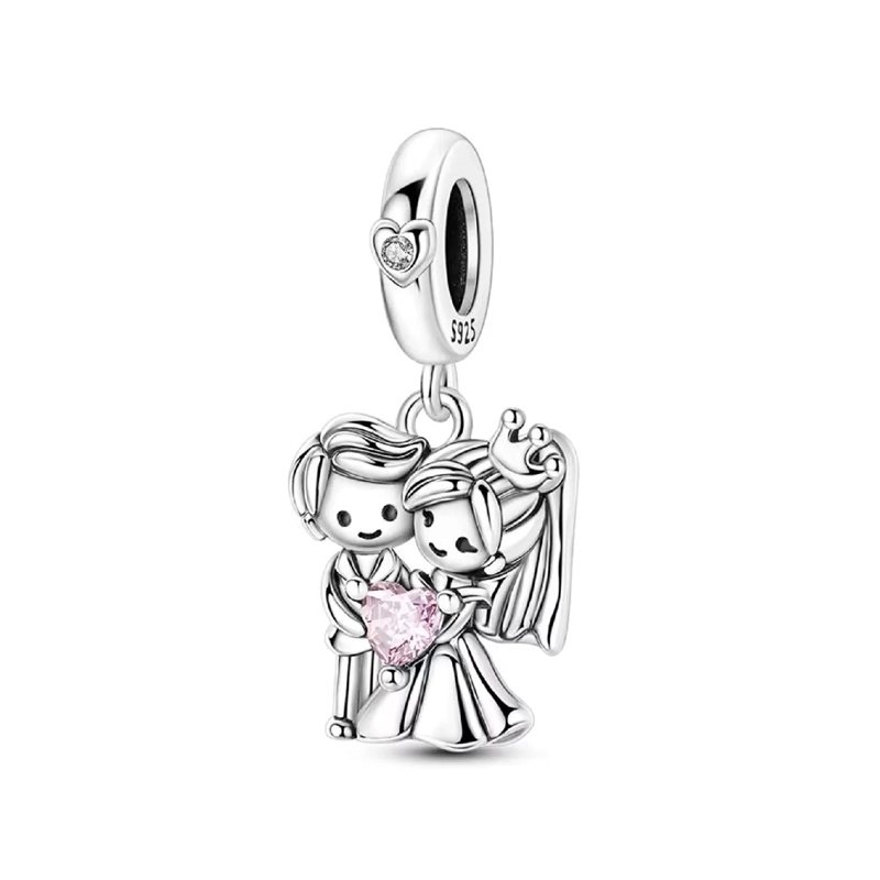 CHARM PAREJA MATRIMONIO Y CORONA EN PLATA 925 SILVER HEART - 1