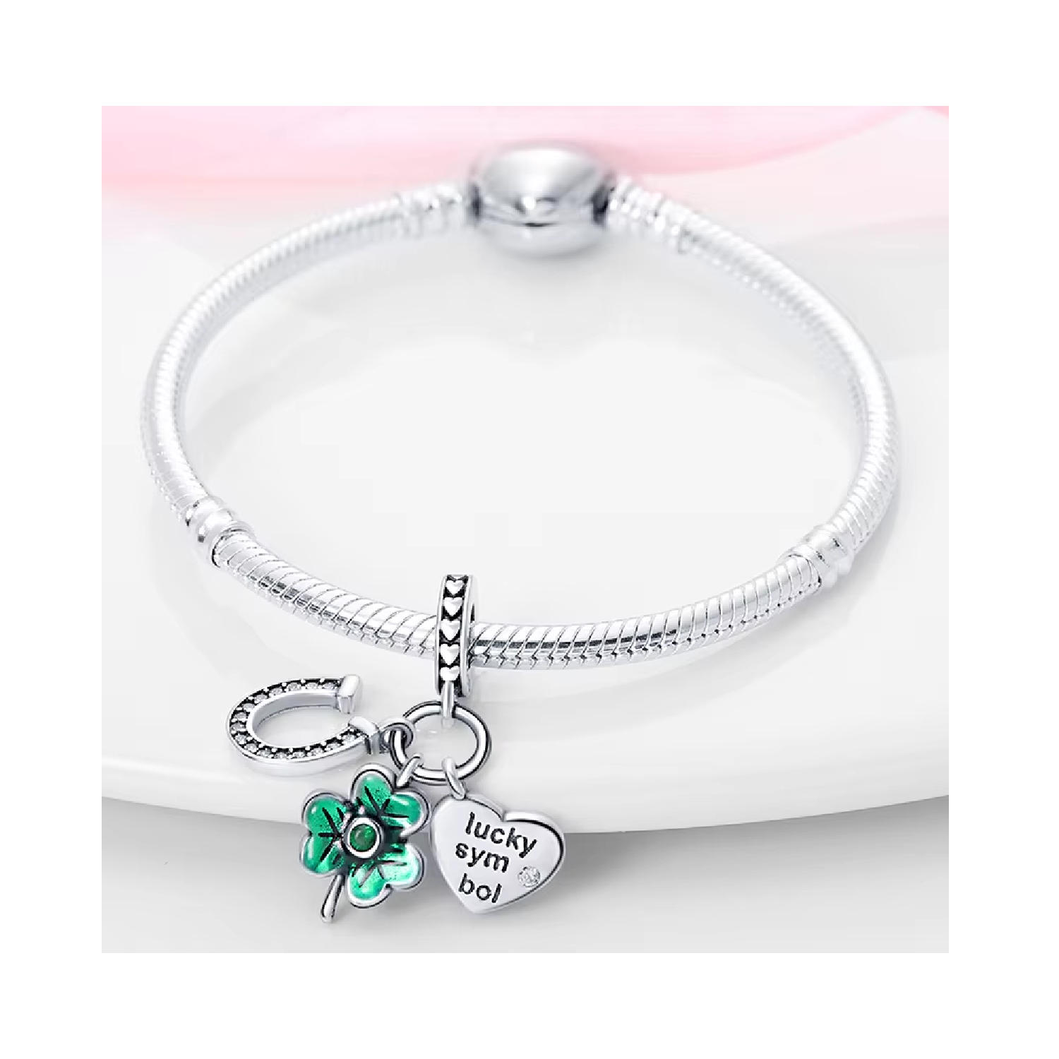 CHARM TRIPLE SUERTE LUCKY SYMBOL EN PLATA 925 SILVER HEART - 3
