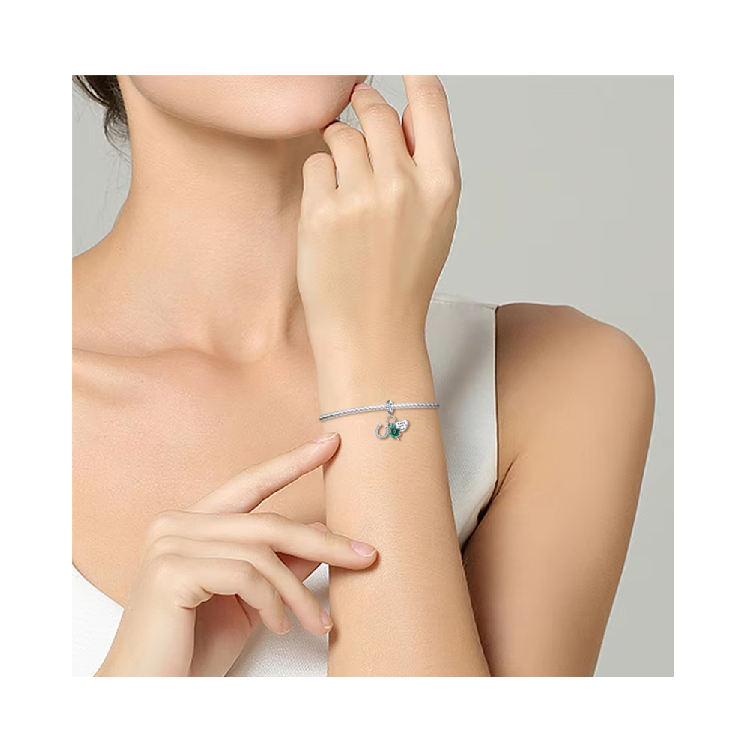 CHARM TRIPLE SUERTE LUCKY SYMBOL EN PLATA 925 SILVER HEART - 4