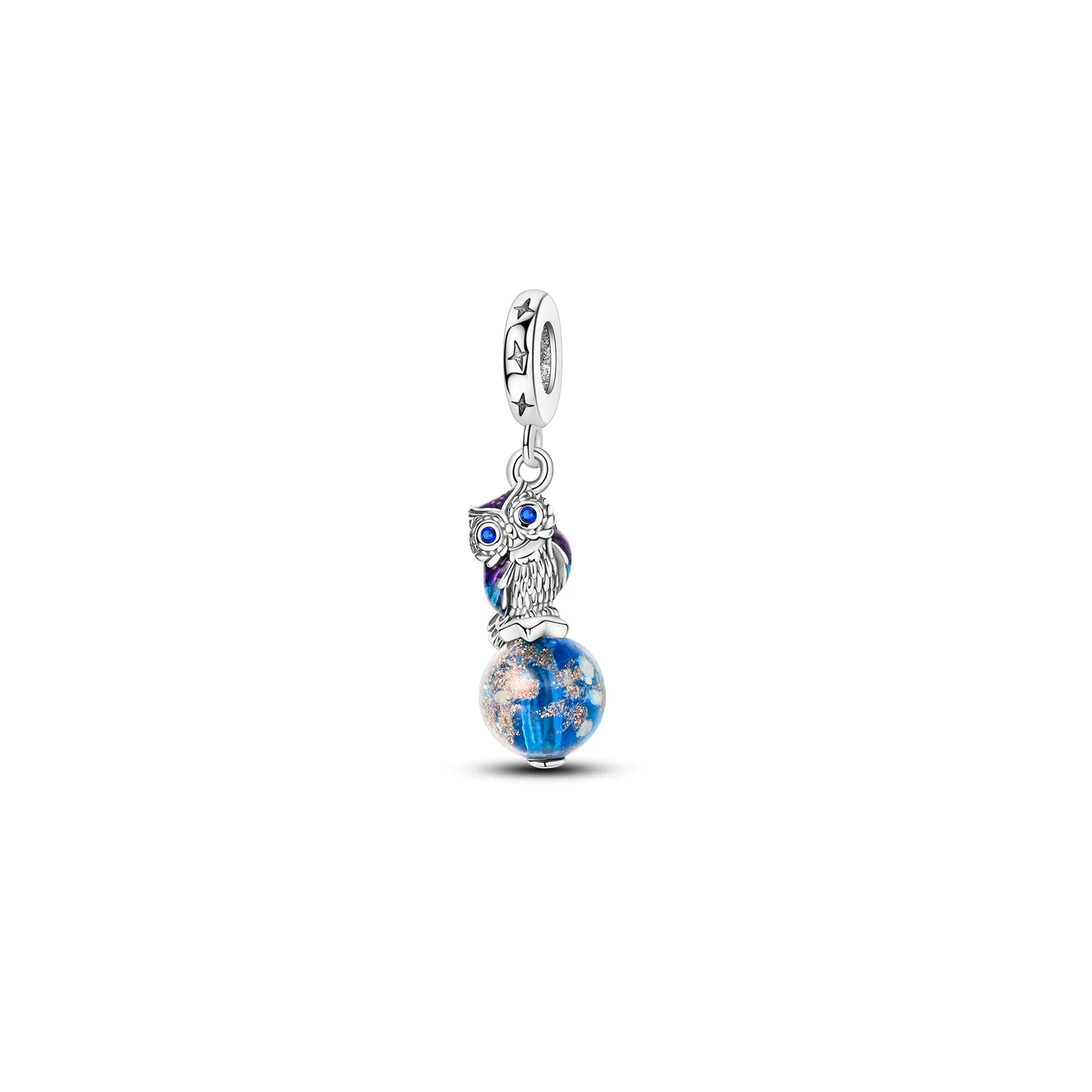 CHARM BUHO SABIO BRILLANTE EN PLATA 925 SILVER HEART - 1