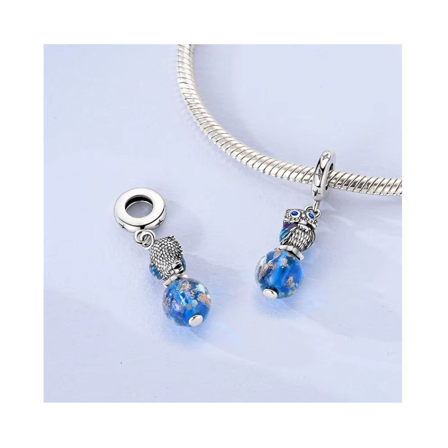 CHARM BUHO SABIO BRILLANTE EN PLATA 925 SILVER HEART - 3