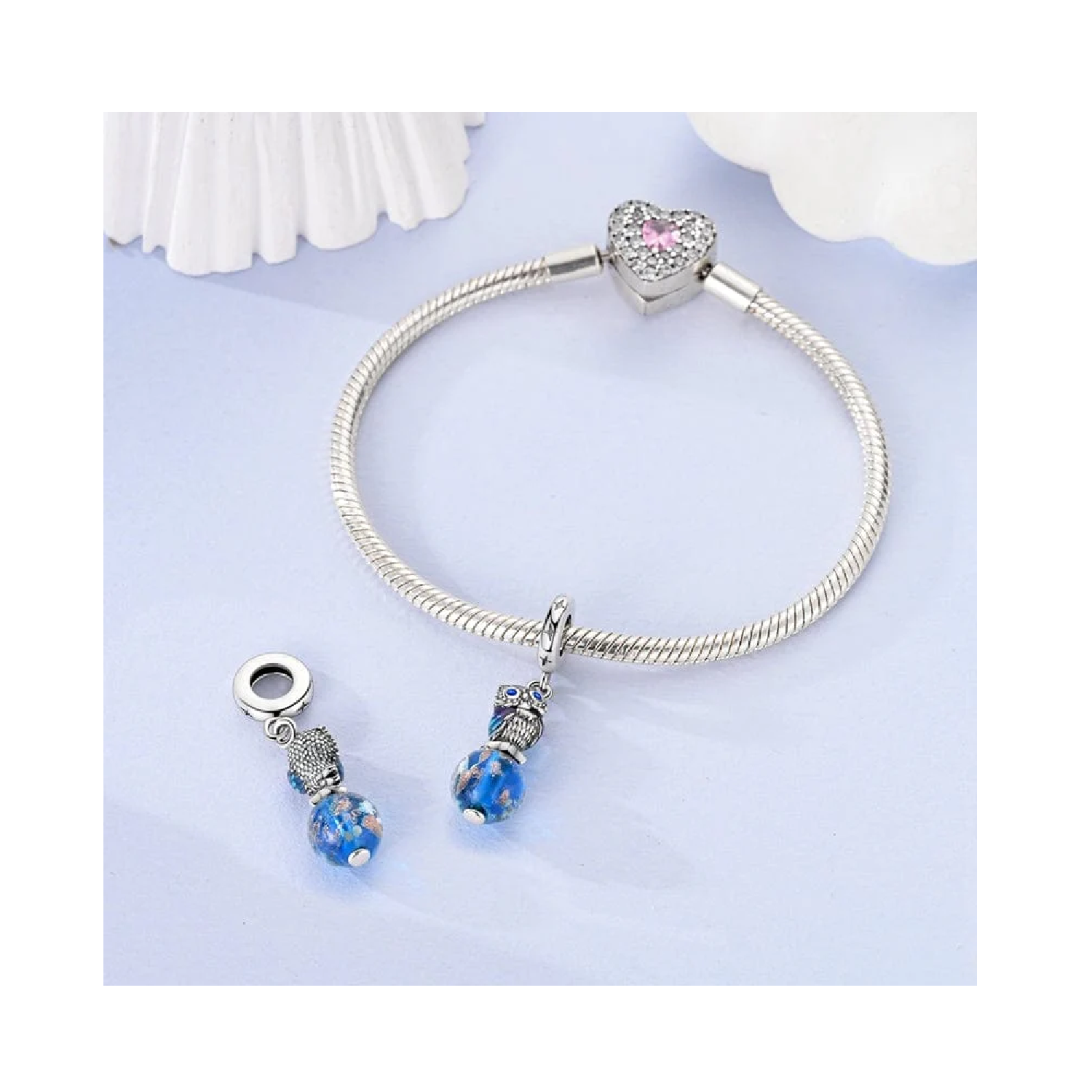 CHARM BUHO SABIO BRILLANTE EN PLATA 925 SILVER HEART - 4