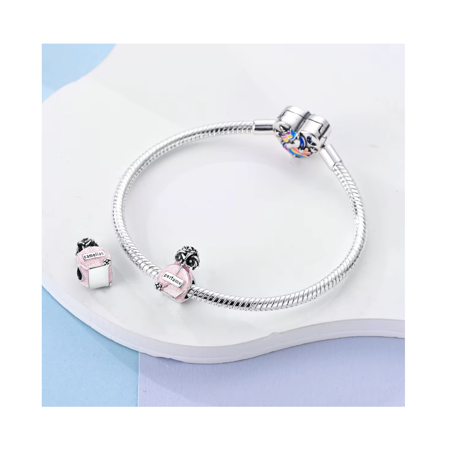 CHARM BOTELLA DE PERFUME CAMELIAS EN PLATA 925 SILVER HEART - 3