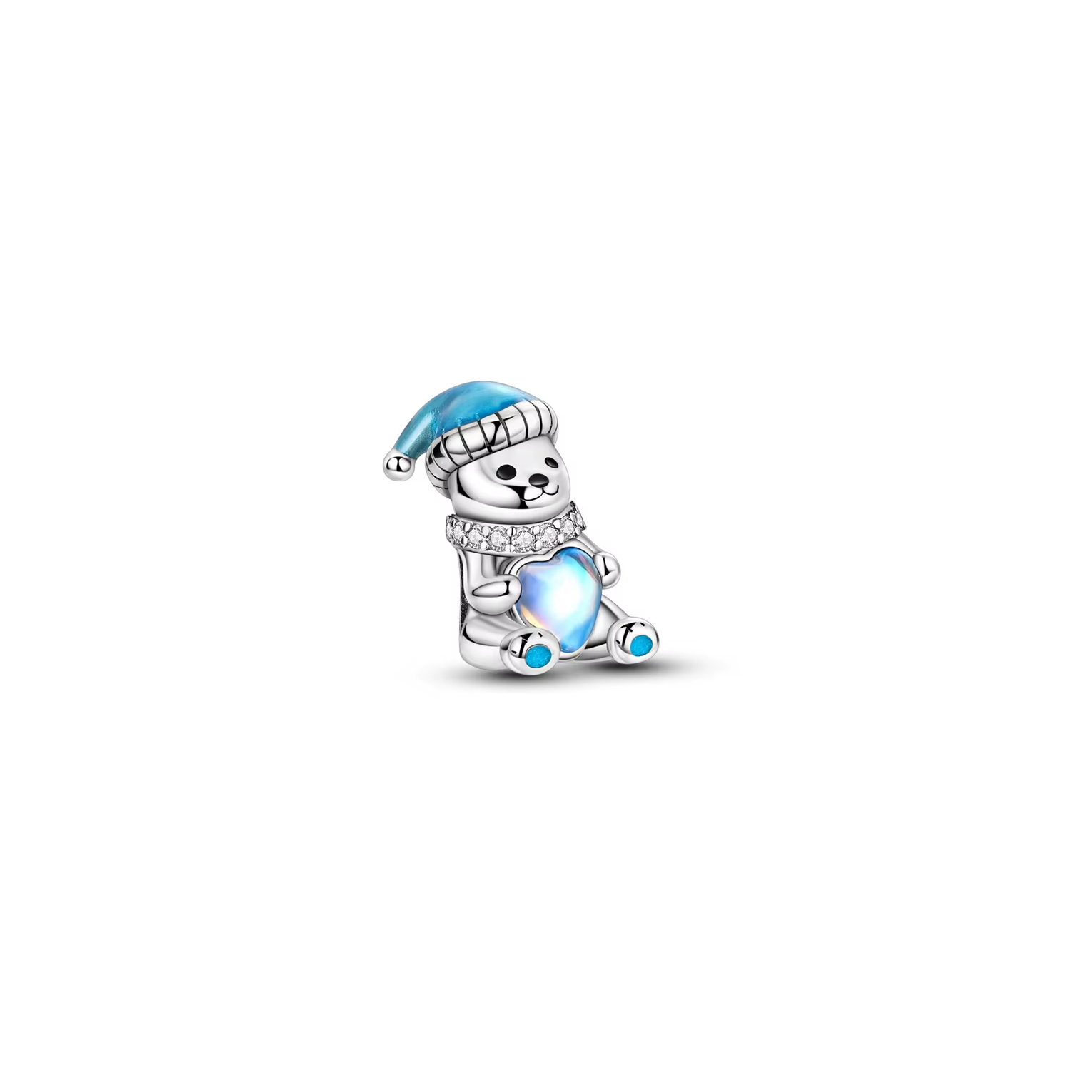 CHARM OSO POLAR CON GORRO Y CORAZON PLATA 925 SILVER HEART - 1