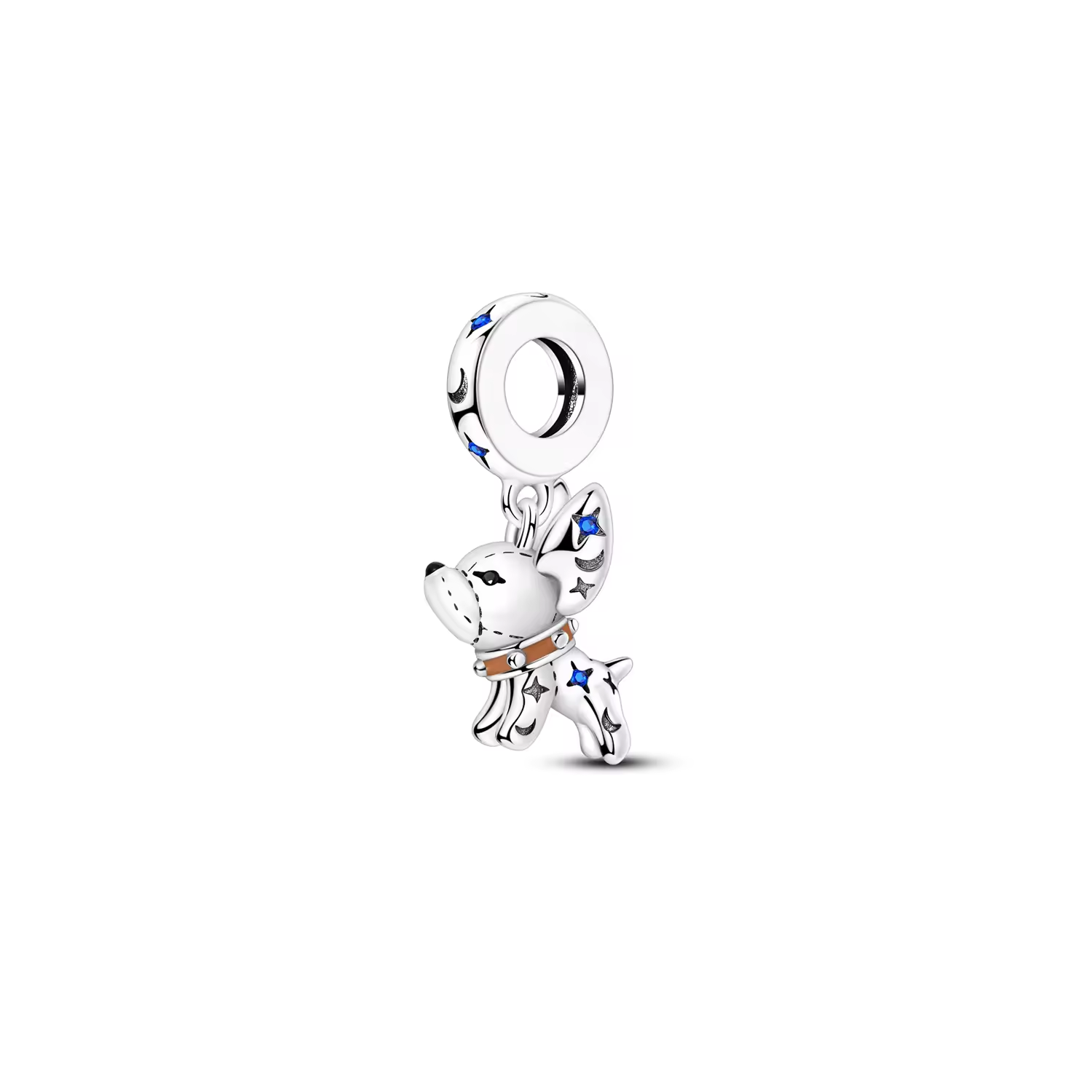 CHARM PERRO CHIHUAHUA LUNAS ESTRELLAS PLATA 925 SILVER HEART - 1