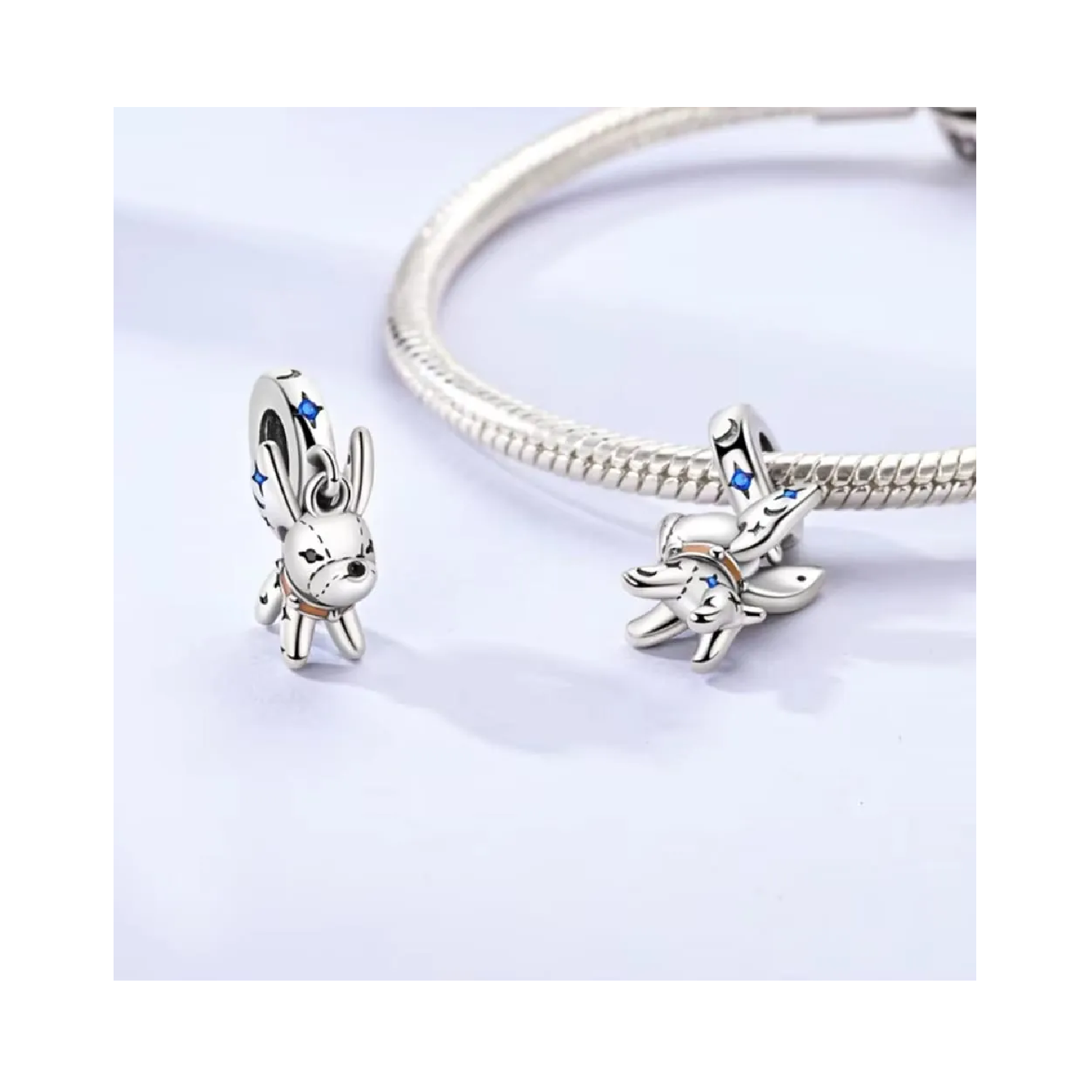 CHARM PERRO CHIHUAHUA LUNAS ESTRELLAS PLATA 925 SILVER HEART - 2