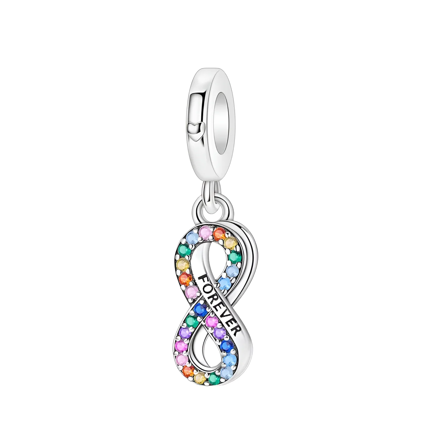 CHARM DOBLE INFINITO COLORIDO EN PLATA 925 SILVER HEART - 1