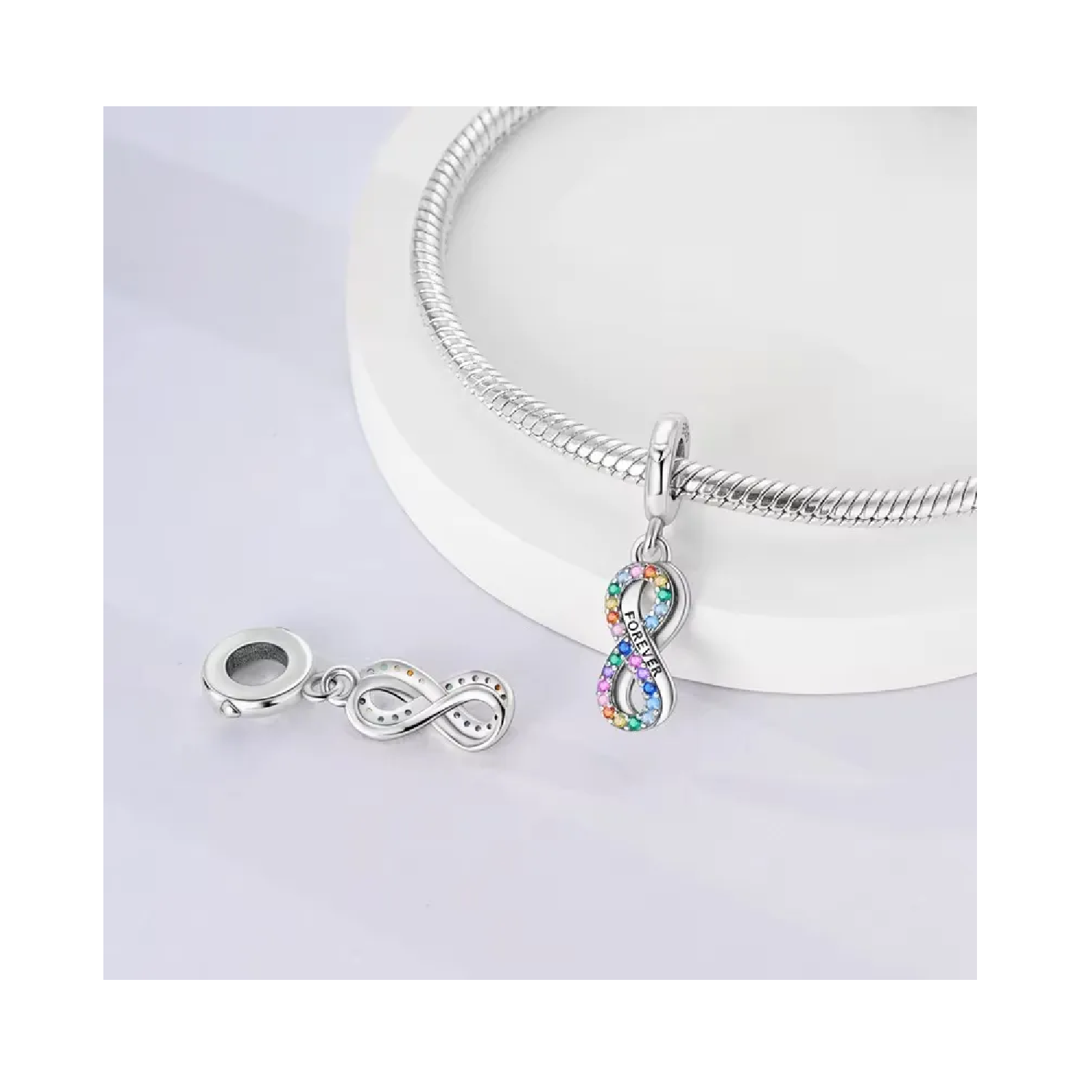CHARM DOBLE INFINITO COLORIDO EN PLATA 925 SILVER HEART - 2