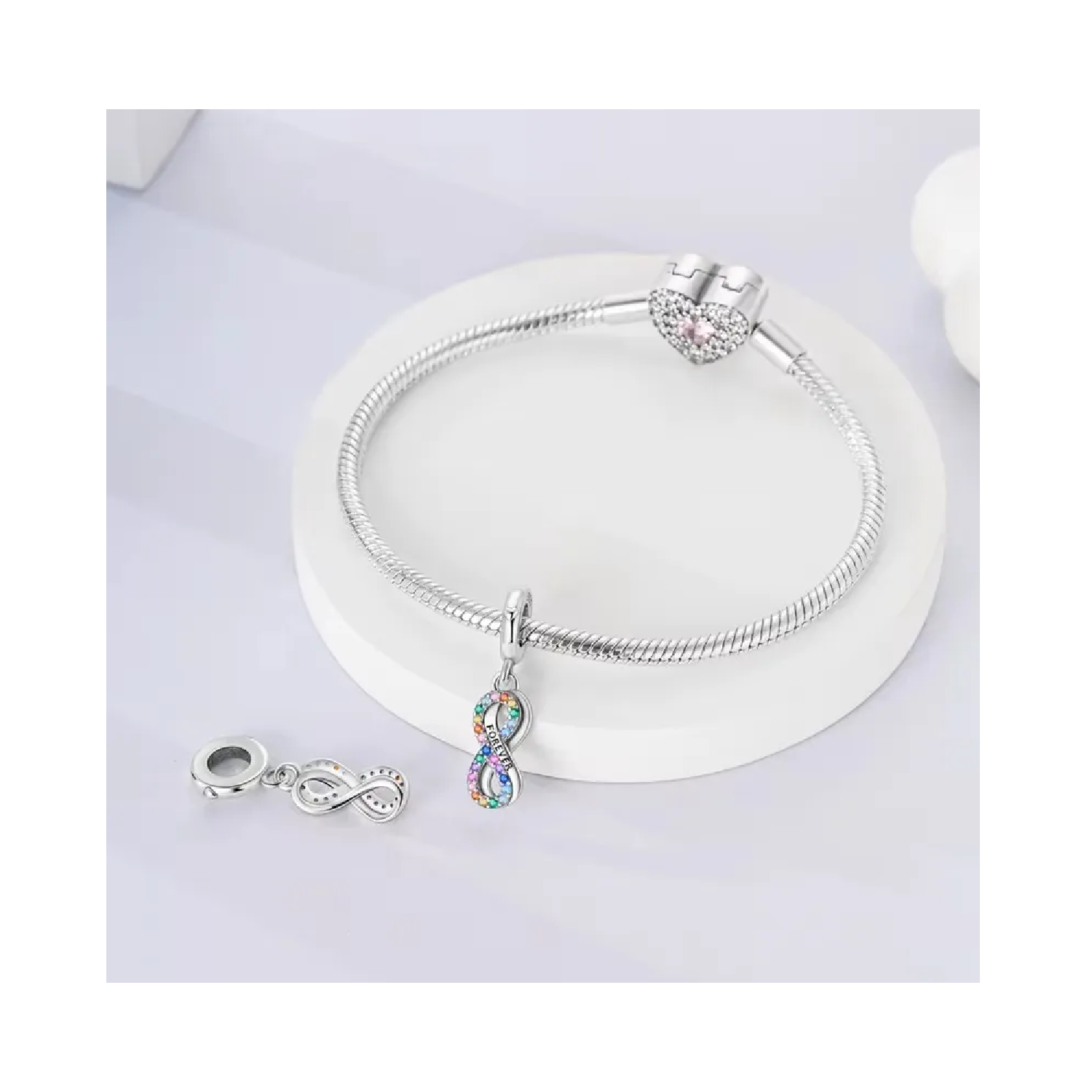 CHARM DOBLE INFINITO COLORIDO EN PLATA 925 SILVER HEART - 3