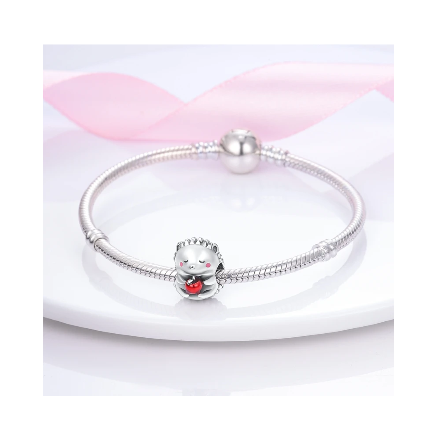 CHARM ERIZO DE TIERRA TIERNO MANZANA PLATA 925 SILVER HEART - 3