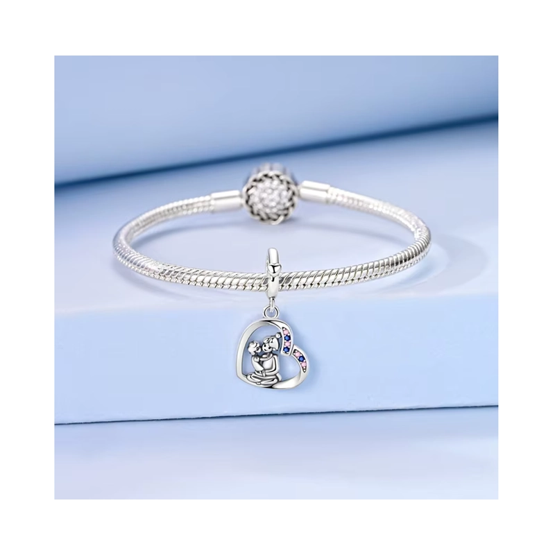 CHARM CORAZÓN AMOR MADRE E HIJO EN PLATA 925 SILVER HEART - 3