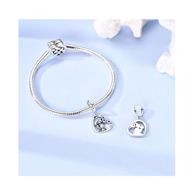 CHARM CORAZÓN AMOR MADRE E HIJO EN PLATA 925 SILVER HEART - 4