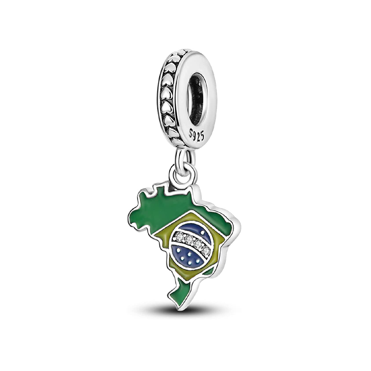 CHARM MAPA DE BRASIL EN PLATA 925 SILVER HEART - 1