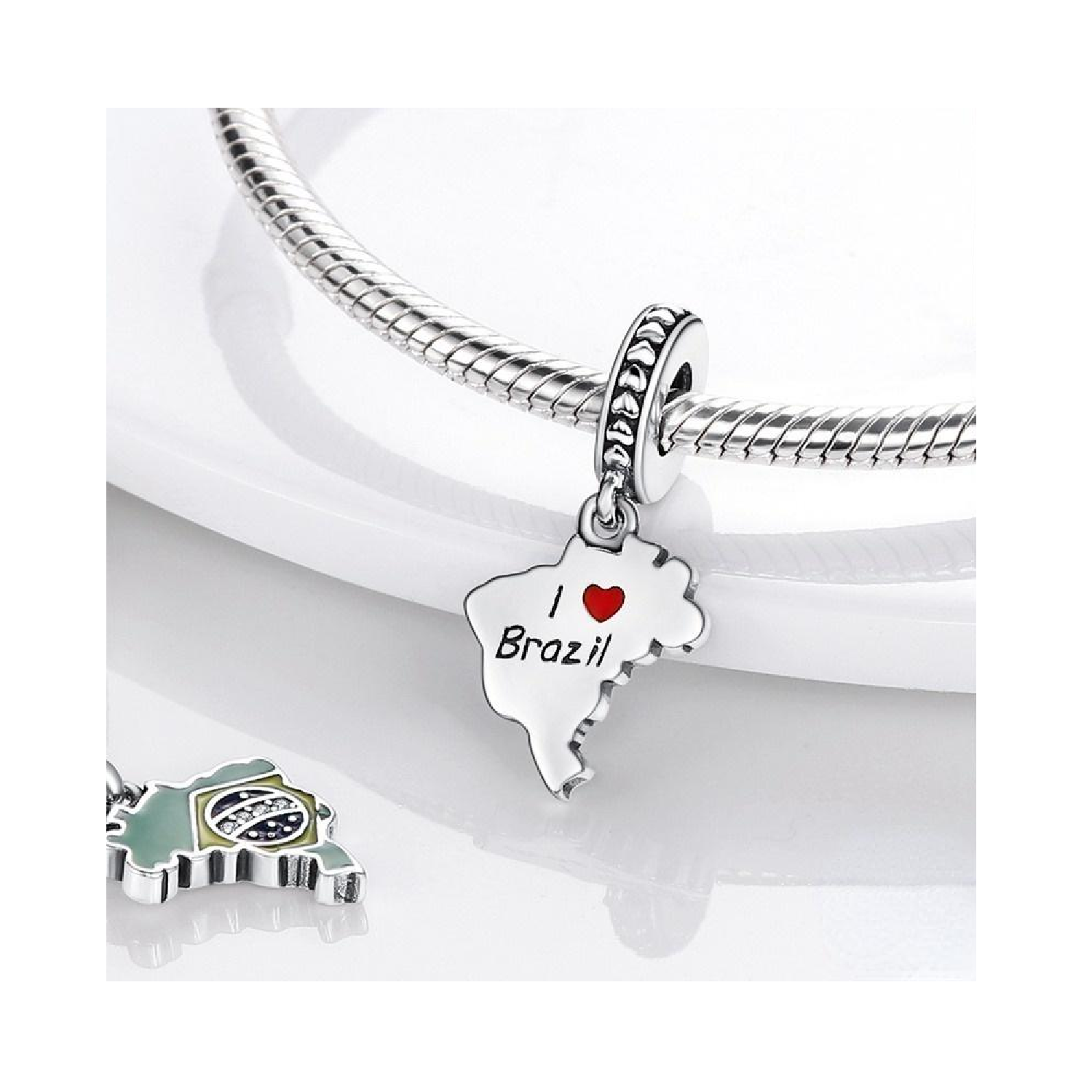 CHARM MAPA DE BRASIL EN PLATA 925 SILVER HEART - 3