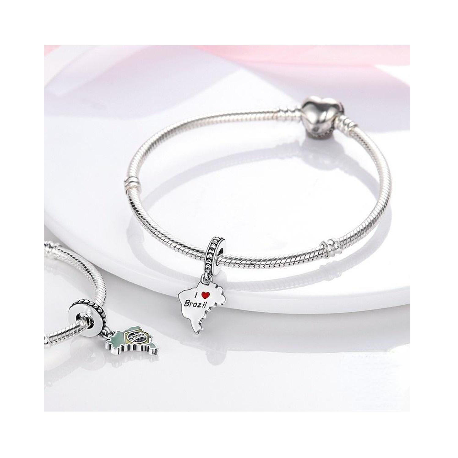 CHARM MAPA DE BRASIL EN PLATA 925 SILVER HEART - 4