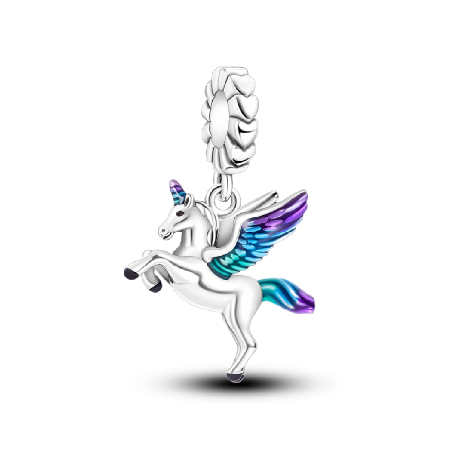 CHARM UNICORNIO MAJESTUOSO Y COLORIDO PLATA 925 SILVER HEART - 1