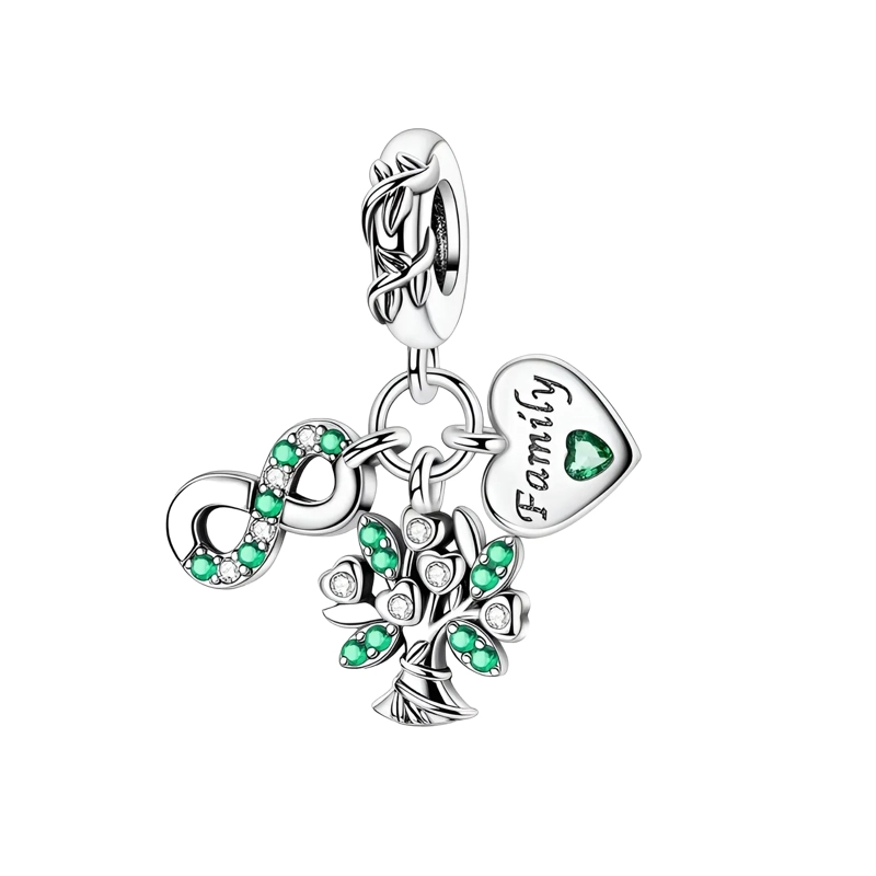 CHARM ARBOL DE VIDA CIRCONES VERDES PLATA 925 SILVER HEART - 1