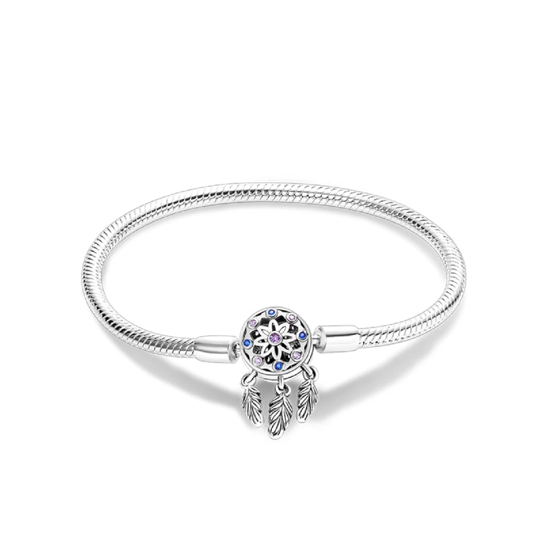 PULSERA BROCHE ATRAPASUEÑOS Y CIRCONES COLORIDOS EN PLATA FINA 925 - 1