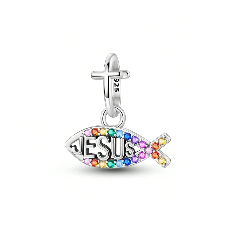 CHARM I LOVE JESUS (AMOR POR JESUS) EN PLATA FINA 925 SILVER HEART - 1