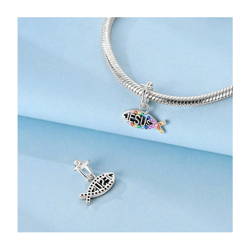 CHARM I LOVE JESUS (AMOR POR JESUS) EN PLATA FINA 925 SILVER HEART - 2