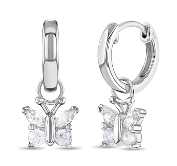 AROS MARIPOSA PLATA 925 SILVER HEART - 1