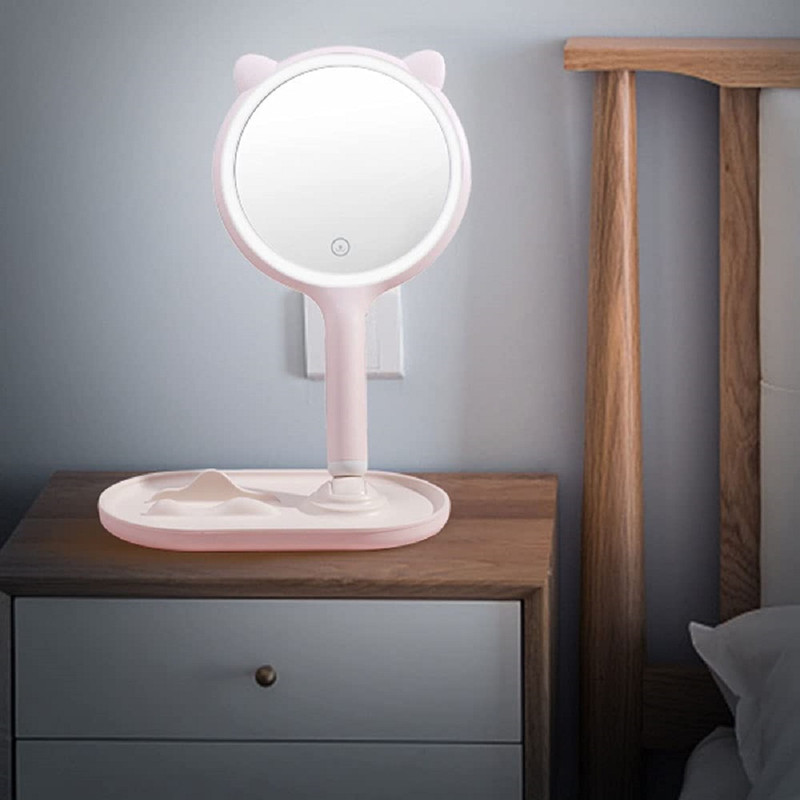 MAQUILLAJE ESPEJO AUMENTO COSMETICO LUZ LED RECARGABLE LAU - 8