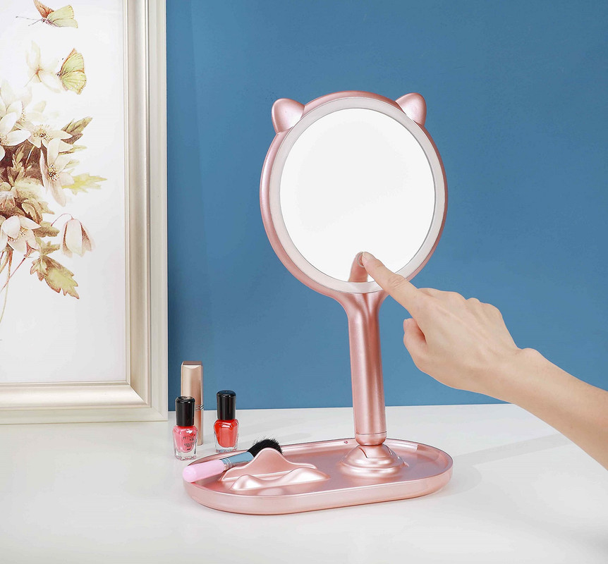 MAQUILLAJE ESPEJO AUMENTO COSMETICO LUZ LED RECARGABLE LAU - 9