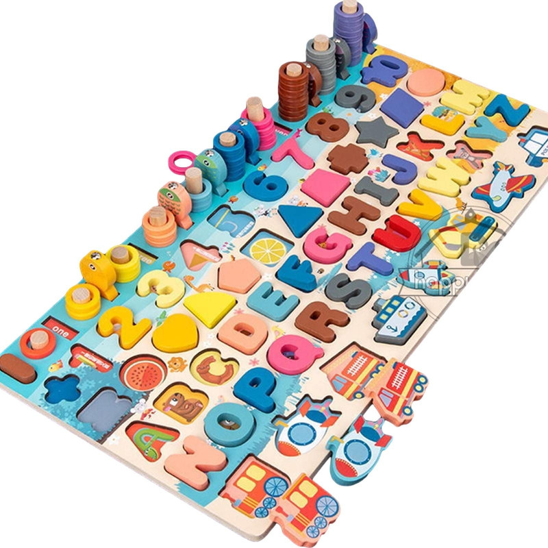 ROMPECABEZAS PUZZLE A95X MULTICOLOR MADERA APRENDIZAJE LETRAS NUMEROS LAU - 1