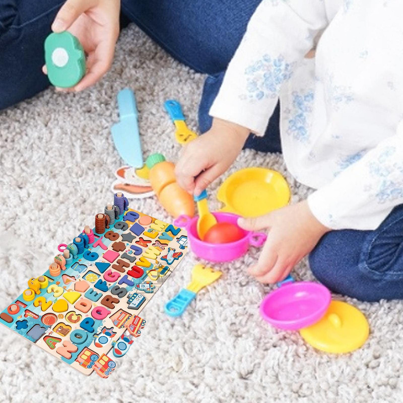 ROMPECABEZAS PUZZLE A95X MULTICOLOR MADERA APRENDIZAJE LETRAS NUMEROS LAU - 4