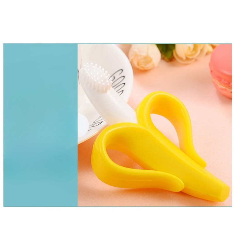 SET A95X MULTICOLOR 5 MORDEDORES SILICONA PLATANO CEPILLO DIENTES BEBE LAU - 1